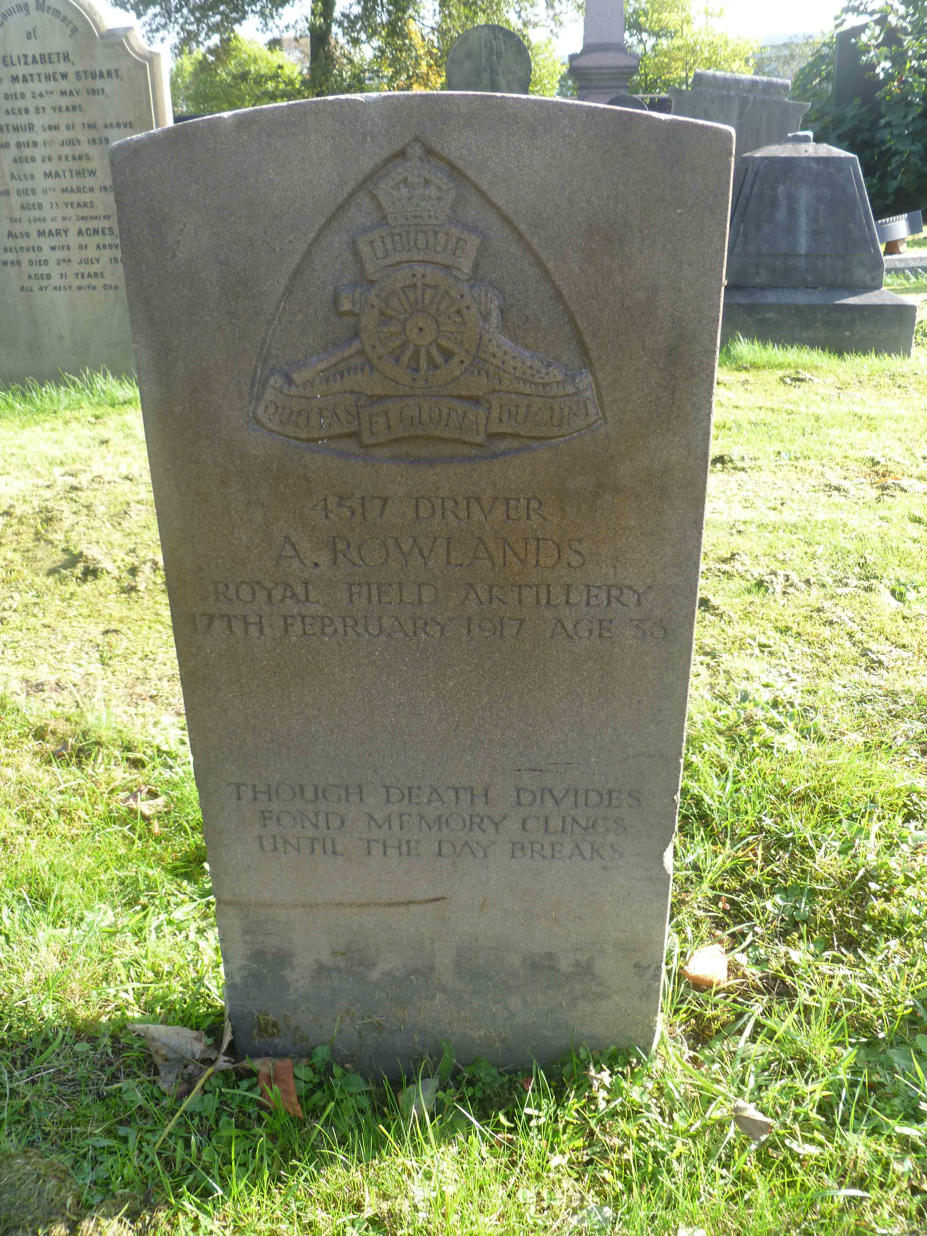 Rowlands, A (B Left 466) WW I War Grave